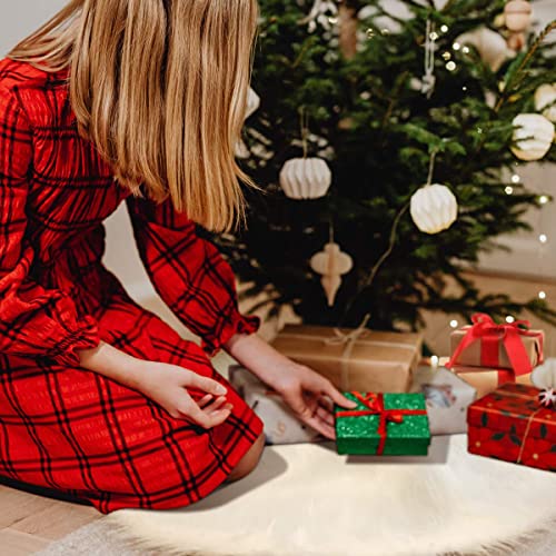 SALCAR Faldas de árbol de Navidad de Felpa Blanca, Redonda Falda de árbol de Navidad de Lujo para Decoración Navideña Blanca como la Nieve, año Nuevo, Fiesta, Boda, Decoraciones Navideñas - 120cm