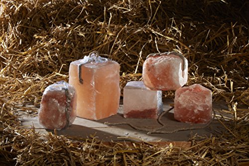 SalNatural 3 piedras de sal de 2 kg cada uno, con cordón, también conocida como sal del Himalaya, cristal de roca, piedra mineral, sal de ganado para caballos, vacas, cabras, ovejas, silvestres, etc.