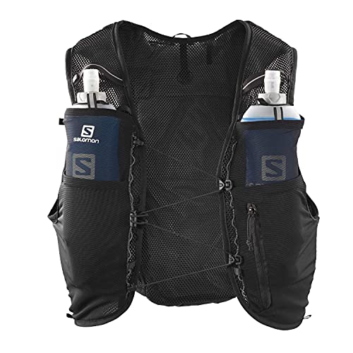 Salomon ADV Hydra Vest 4 Chaleco de hidratación 4L, 2 Botellas SoftFlask 500 ml Incluidas, Unisex Adulto, Negro (Black), L