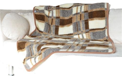 SamWo, Manta (100% lana de merino, 200 x 140 cm), diseño de cuadros, color marrón