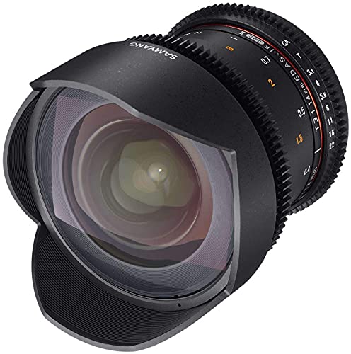 Samyang F1312601101 - Objetivo para vídeo VDSLR para Canon EF (Distancia Focal Fija 14mm, Apertura T3.1-22 ED AS IF UMC II), Negro