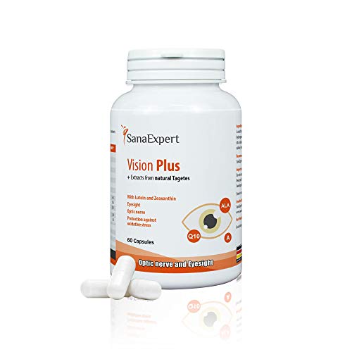SanaExpert Vision Plus | SUPLEMENTO PARA LA SALUD DE LOS OJOS con extracto de caléndula, luteína, zeaxantina, coenzima Q10, vitamina A y E (60 cápsulas).
