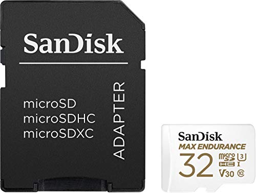 SanDisk MAX Endurance Tarjeta de Memoria microSDHC 32GB para videovigilancia y Control del hogar con Adaptador SD con hasta 15,000 Horas