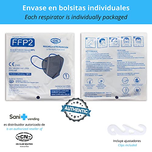 SANIVENDING Mascarilla FFP2 (EPI) 5 capas Homologada España + Ajustador | caja 25 uds (Negro)