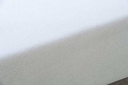 SAVEL - Funda de colchón elástica de Algodón | 105x190/200cm | Protector de colchón con Cremallera. Tejido de Rizo 100% Algodon Muy Absorbente y Ajustable (Cama 105cm) Funda Protectora Color Blanco