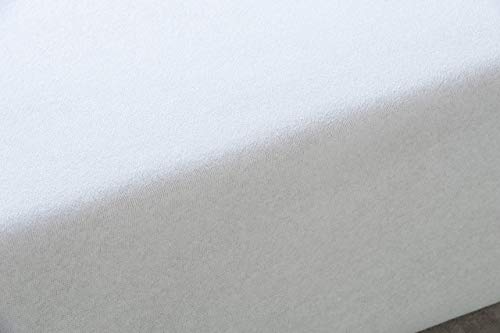Savel - Funda de colchón elástica de Algodón | 150 x 190/200cm | Protector de colchón con cremallera. Tejido de rizo 100% Algodon muy absorbente y ajustable (Cama 150cm) Funda protectora Color Blanco