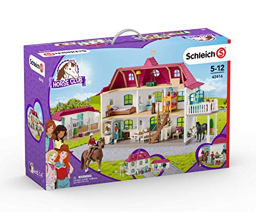 Schleich 42416 Horse Club Play Set - Gran set de caballos con casa vivienda y establo, juguetes a partir de 5 años