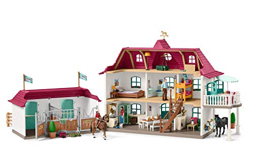Schleich 42416 Horse Club Play Set - Gran set de caballos con casa vivienda y establo, juguetes a partir de 5 años