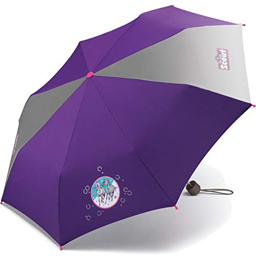 Scout - Paraguas de bolsillo para niños, con grandes superficies reflectantes, muy ligeras, para caballos