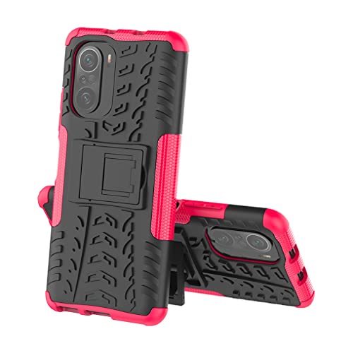 SEAHAI Funda para Xiaomi Poco F3/Xiaomi Mi 11i 5G Estuche, Carcasa de Antigolpes [Rugged Armour] Soporte Plegable Oculto + TPU Bumper Rubber Caso para Xiaomi Poco F3/Xiaomi Mi 11i 5G - Rosa