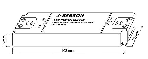 SEBSON® 2x Transformador 12V 220V, 15W Driver LED extraplano 102x35x16mm - Tensión Constante para Lámparas LED GU4 MR11 MR16