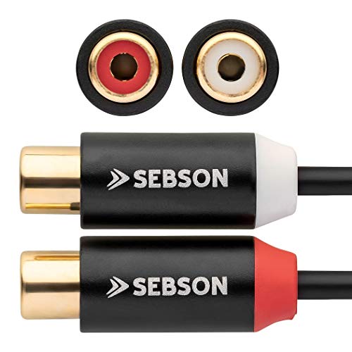 SEBSON Extensión RCA 1m, Cable Audio RCA 2 Macho a 2 Hembra, Cable RCA Rojo/Blanco, Alargador Cable Audio AUX