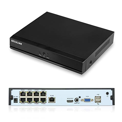 Seculink 8-canales PoE NVR 2K 5MP Super HD ONVIF Network Video Recorder Cloud P2P Control remoto Detección de movimiento para POE cámara de vigilancia (8-CH)