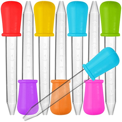 Senhai - Pipetas de silicona y plástico, 8 unidades, cuentagotas de transferencia, con punta de bombilla, para dulces, aceite, cocina, niños, en 7 colores