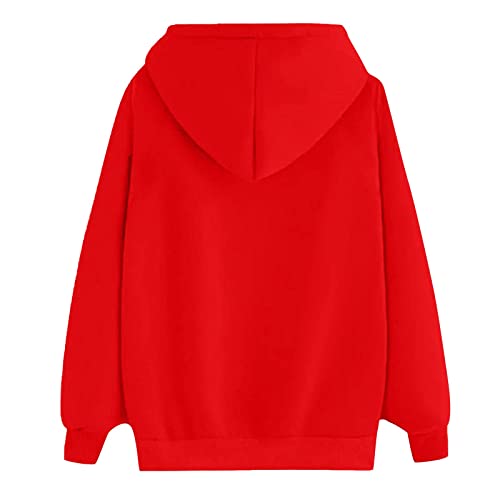 Señoras navidad sudadera redondo cuello largo manga larga camisa suéter casual mujer manga larga sudaderas señoras redondo cuello otoño top camiseta suéter red-M