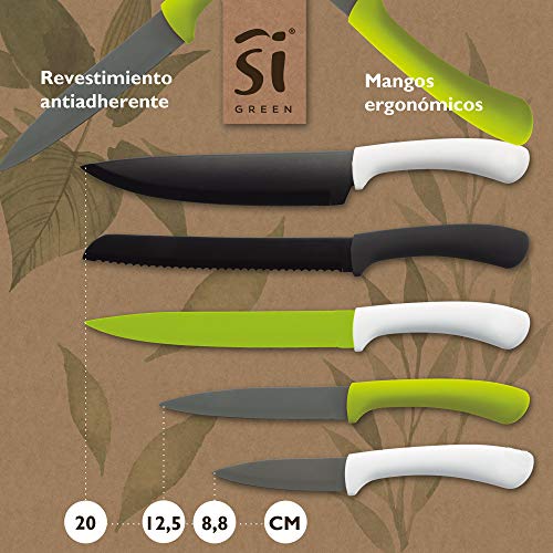 Set 5pcs cuchillos, acero inoxidable, green