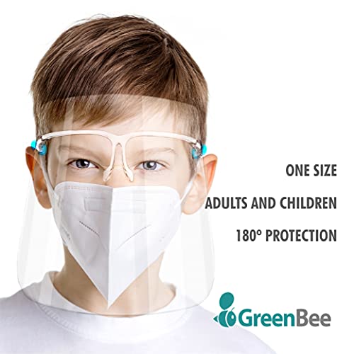 Set de 5 uds. Visera-pantalla facial, protección facial integral anti-salpicaduras, anti-vaho, compatible con gafas, para adultos y niños, alta visibilidad y cómoda sujeción