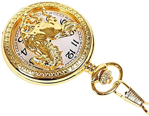 SGSG Reloj de Bolsillo para Hombres y Mujeres Reloj de Bolsillo clásico Oro de Gama Alta Caballo Hueco Grande Reloj de Bolsillo al Galope Cumpleaños Aniversario Regalo para Padre de Navidad