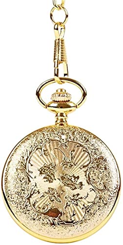 SGSG Reloj de Bolsillo para Hombres y Mujeres Reloj de Bolsillo clásico Oro de Gama Alta Caballo Hueco Grande Reloj de Bolsillo al Galope Cumpleaños Aniversario Regalo para Padre de Navidad