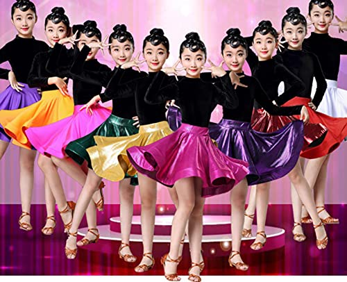 SHADIOA Conjuntos de Baile Latino para niñas Vestido, Rumba Samba Salón de Baile Ropa de práctica Salón de Baile Salsa Ropa de Baile Concursos Ropa de Escenario Latino,J,L
