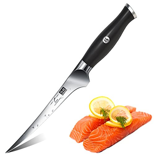 SHAN ZU Cuchillo de Filete de 18 cm, Cuchillo para Pescado de Acero Inoxidable Alemán, Cuchillo de Filetear de Pescado Súper Afilado con Mango Ergonómico, Apto para Lavavajillas