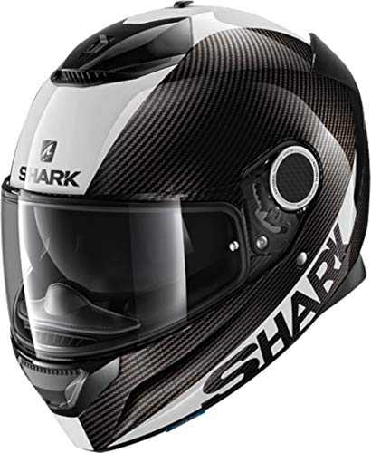 SHARK Spartan Carbon Skin Casco de Moto, Hombre, Negro/Blanco, XL