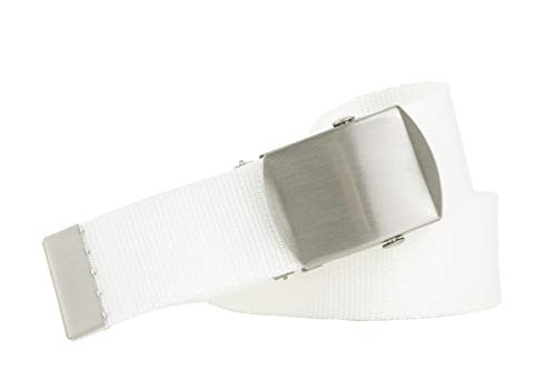 Shenky - Cinturón de tela - 4 cm de ancho - Para cinturas de 140 a 200 cm - Blanco - 150 cm