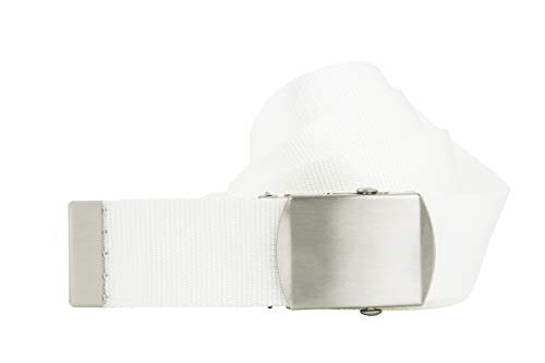 Shenky - Cinturón de tela - 4 cm de ancho - Para cinturas de 140 a 200 cm - Blanco - 150 cm
