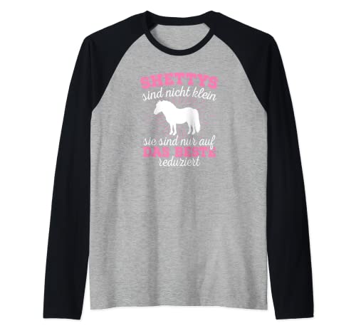 Shetty Shetland Pony caballo jinete mujer niña regalo Camiseta Manga Raglan