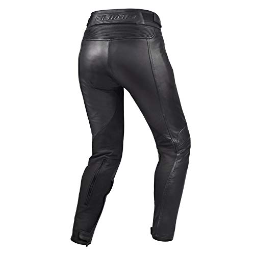 SHIMA MONACO Pantalon Moto Mujere - Pantalones Transpirables, Elásticos, Slim Fit de Cuero con Prottecion CE Rodilla (Negro, L)
