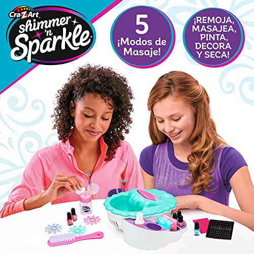 Shimmer'n Sparkle - Salón de uñas para niñas, Set manicura niñas, Estudio de uñas para niñas, 6 esmaltes de uñas, Secador de uñas, Spa de uñas, + 8 años (46737)