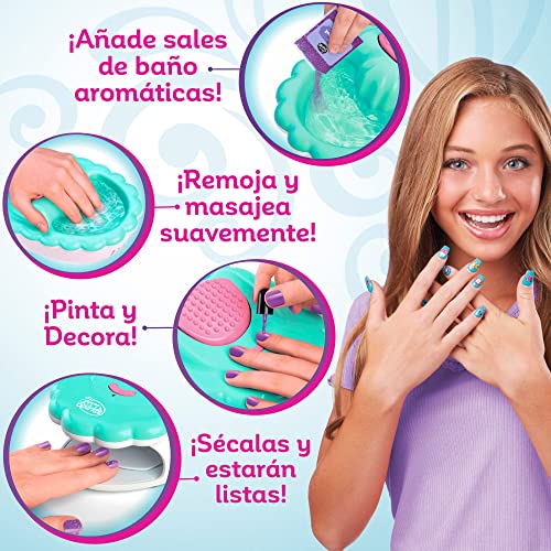 Shimmer'n Sparkle - Salón de uñas para niñas, Set manicura niñas, Estudio de uñas para niñas, 6 esmaltes de uñas, Secador de uñas, Spa de uñas, + 8 años (46737)
