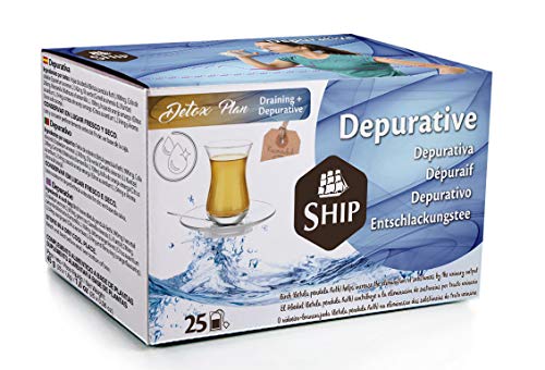 Ship - Infusión Depurativa en Caja de 25 Unidades - Favorece la Digestión, Ayuda en la Pérdida de Peso y Protege el Sistema Digestivo - Infusiones y Tes