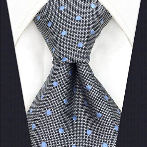 shlax&wing Herren Tie Gris Azul Puntos Krawatte Herren Seide Classic 147cm