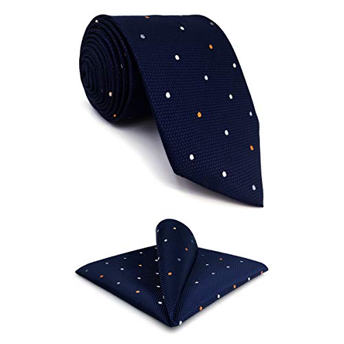 shlax&wing S&W Herren Ties Krawatte Navy Puntos Classic 147cm y Einstecktücher