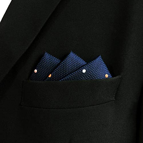shlax&wing S&W Herren Ties Krawatte Navy Puntos Classic 147cm y Einstecktücher