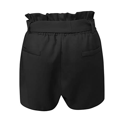 SHOBDW Pantalones de Verano de Moda Pantalones Cortos Deportivos de Las Mujeres Cortos de la Yoga de la Cintura del Entrenamiento de la Cintura Flaca (M, Negro)