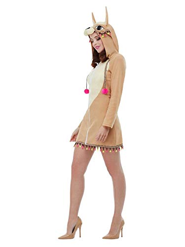 shoperama Lama - Disfraz de mujer con capucha de animal, camel Anden de América del Sur y alpaca, talla M