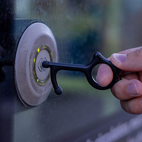 ShoppyNet - Abridor de puerta sin contacto con doble puntas de silicona, pantalla táctil, gancho de mano, mango antibacteriano, virus