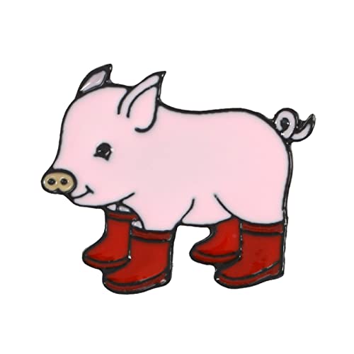SHUJIA Cerdo Divertido con Botas de Lluvia Esmalte Pasas Piggy Broches Insignia Denim Jeans Pin de Solapa Dibujos Animados Lindo Animal Joyería Regalo para niños Amigos