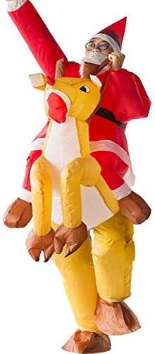 SHUOXI Disfraz hinchable de alce para Navidad, diseño de dinosaurio, para Halloween y Navidad, cosplay, Papá Noel, reno, jinete, jinete, traje para adultos