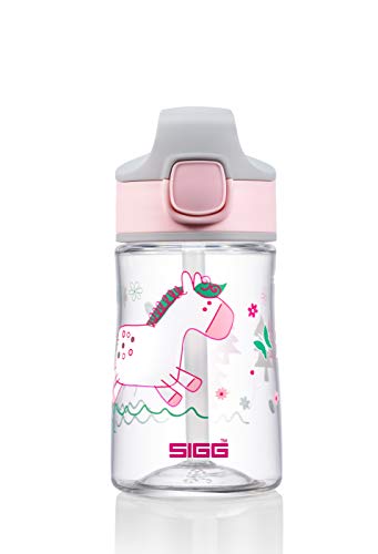 SIGG Miracle Pony Friend Cantimplora infantil (0.35 L), botella para niños con tapa hermética, botella de agua de tritán para usar con una mano