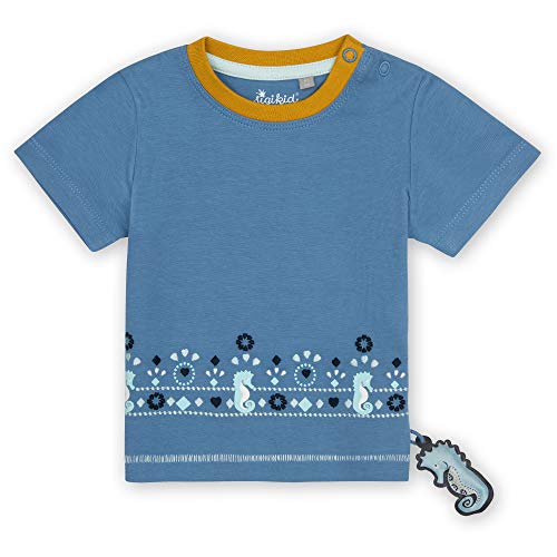 Sigikid Baby-Mädchen T-Shirt aus Bio-Baumwolle für Kinder Camiseta, Azul/Caballito de mar, 74 cm para Bebés