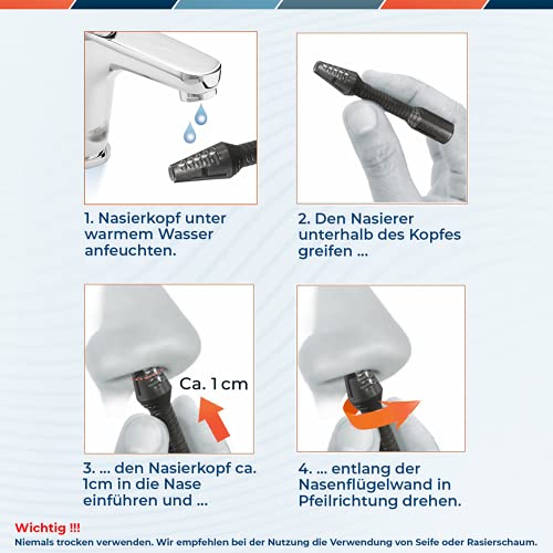 Silkslide Pro® - Cortapelos de nariz para hombre – Innovador, profesional y sin dolor para el mejor afeitado de nariz – Fabricado en Alemania (Silkslide incluye soporte)