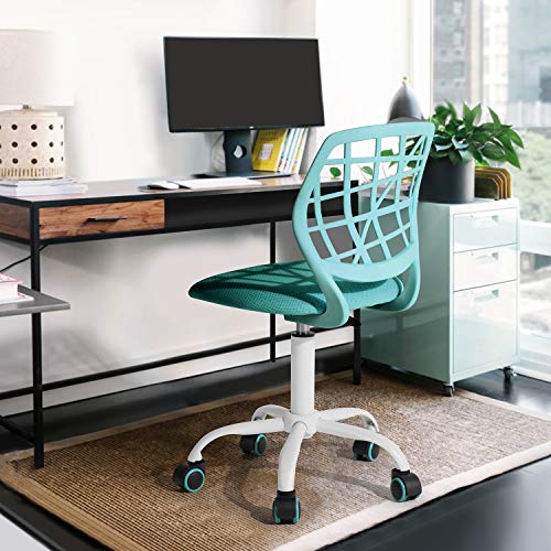 Silla de escritorio Fanilife, ajustable y giratoria sin brazos de diseño, para niños, silla para el ordenador, para los deberes, para estudiar, color negro
