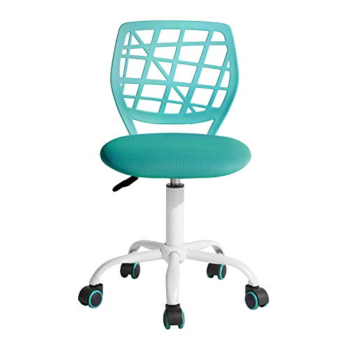 Silla de escritorio Fanilife, ajustable y giratoria sin brazos de diseño, para niños, silla para el ordenador, para los deberes, para estudiar, color negro