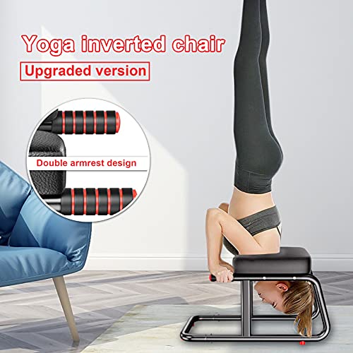 Silla de Inversión Yoga Headstand Banco Taburete de Yoga con Cojín PU Grueso Silla de Yoga de pie para la Familia, el Gimnasio Ejercicios Banco de Entrenamiento de Inversión de Yoga