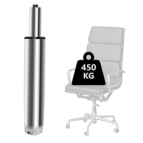 Silla de oficina con resorte de gas y repuesto de gas Lift 450 kg – Amortiguador de gas plateado para sillas giratorias, sillas de oficina y sillas, muelle neumático de altura regulable (plateado)