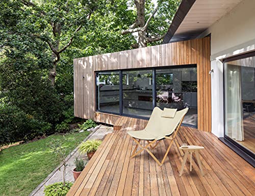 Sillas de Jardin Diseño de Mariposa Sillón Reclinable Silla Plegables Moderno Acolchado para Exterior y Interior Terraza Camping Beige
