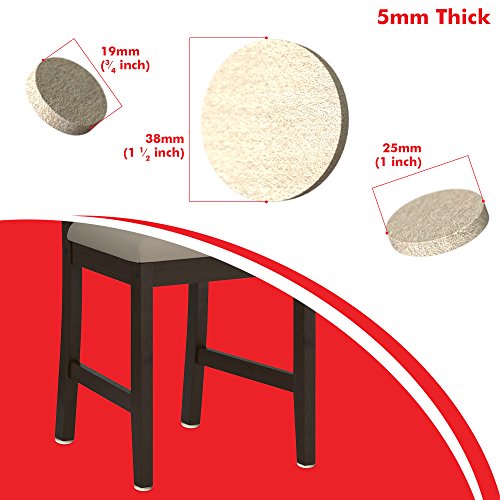 SIMALA Protectores para patas de mesa. Fieltros adhesivos y topes de goma adhesiva. Protector adhesivo para patas de sillas, fieltro para sillas de 5mm de grosor y más durabilidad (368)